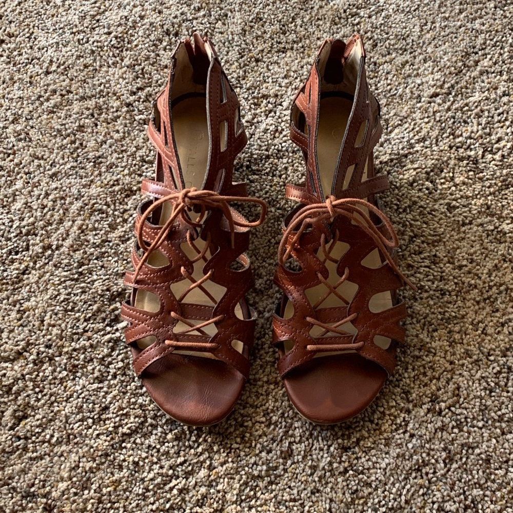 Brown wedge sandals
